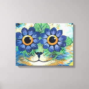 Impressão Em Tela Flores Olhos Gatos De Louis Wain