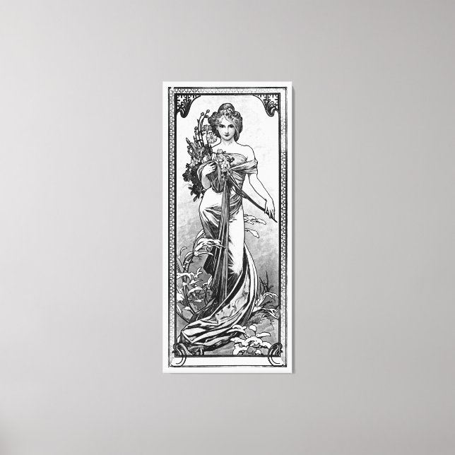 Impressão Em Tela Flores quebradas por Alphonse Mucha (Frente)