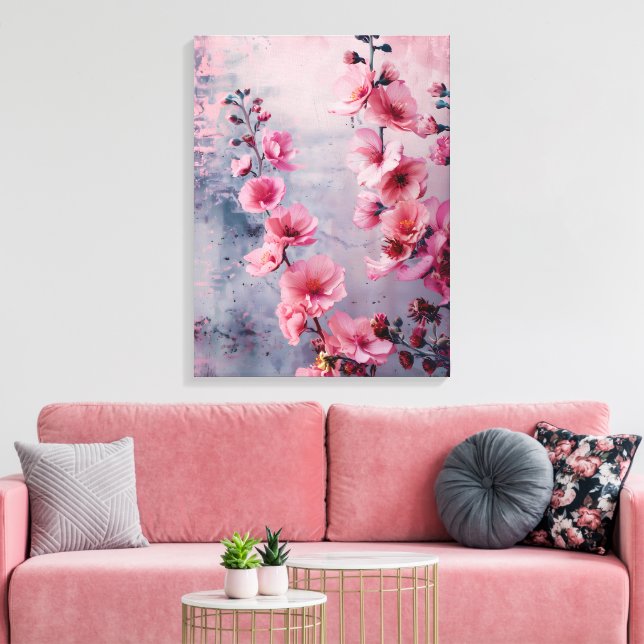 Impressão Em Tela Flores Rosa Bloqueantes (Insitu(Sala de estar))