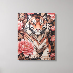Impressão Em Tela Flores Rosa Tigre em Mesmerização