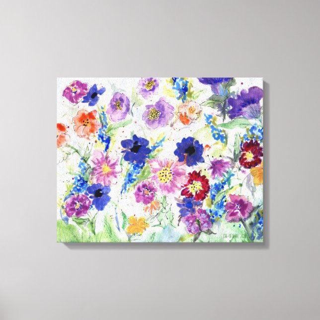 Impressão Em Tela Flores Selvagens Censuradas De Mão Aquosa (Frente)