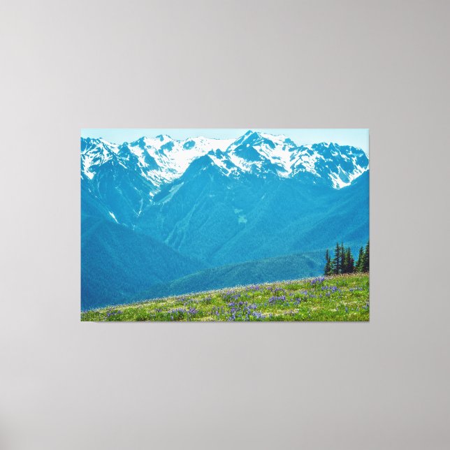 Impressão Em Tela Flores selvagens e montanhas (Frente)