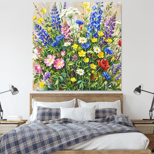 Impressão Em Tela Flores Silvestres de Prado de Verão (Insitu(Quarto))