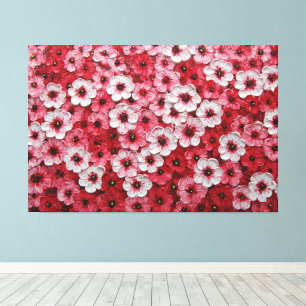 Impressão Em Tela Flores Vermelhas, Brancas e Rosadas – Arte de Pare