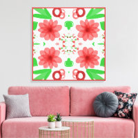 Flores Vermelhas Caprichosas Folhas Verdes Em Arte