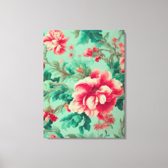 Impressão Em Tela Flores Vermelhas e Folhas Verdes Extremas (Frente)