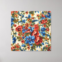 Flores Vermelhos e Azuis com Folhas Lush Italianas