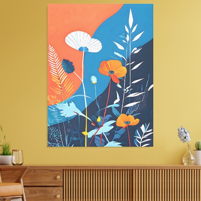 Impressão Em Tela Flores Vibrantes Abstratas (Insitu(Sala de estar))