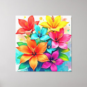 Impressão Em Tela Flores Vibrantes: Magia Floral Tropical Design