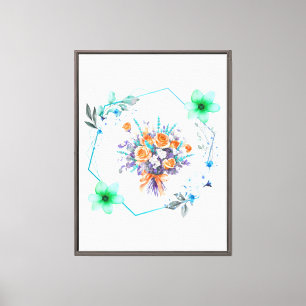 Impressão Em Tela "Florescer Costeiro – Arte Floral Geométrica para