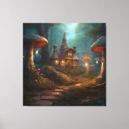 Impressão Em Tela Floresta de Fairytale Mushroom