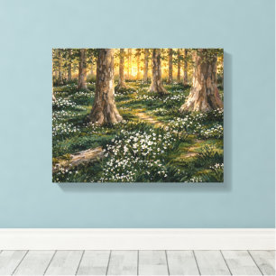 Impressão Em Tela Floresta de Flores Silvestres Iluminada pelo Sol