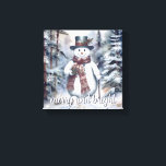 Impressão Em Tela Floresta de inverno da Aquarela de Snowman<br><div class="desc">Brilhe o seu espaço de férias com esta Encantadora Snowman Watercolor Winter Forest Canvas Print. Apresentando um delicioso boneco de neve vestido com um chapéu clássico e um cachecol aconchegante, colocado contra uma serena floresta sereníssima de inverno com pinheiros cobertos de neve e queda suave de flocos de neve, o...</div>