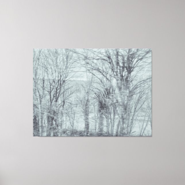 Impressão Em Tela Floresta de inverno monocromática desfocada (Frente)