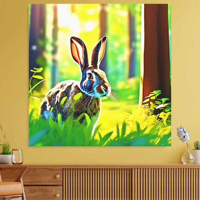Impressão Em Tela Floresta de Lebre Selvagem (Insitu(Sala de estar))