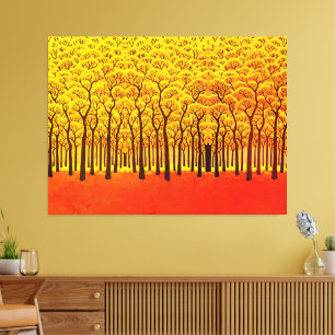 Impressão Em Tela Floresta de Outono Dourado