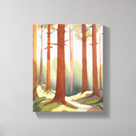 Impressão Em Tela Floresta de Redwood | Aquarela do Parque Nacional 