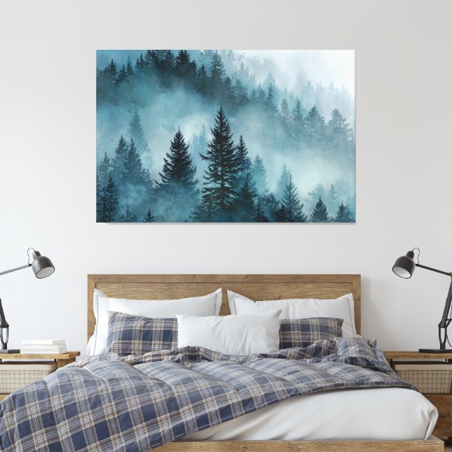 Impressão Em Tela Floresta Encantada em Azul (Insitu(Quarto))