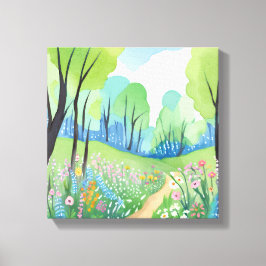 Impressão Em Tela Floresta Floral | Aquarela de Flores Silvestres da