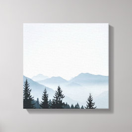 Impressão Em Tela Floresta Minimalista de Montanha Nebulosa