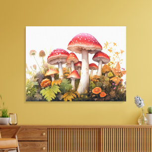 Impressão Em Tela Floresta Mushroom Encantada