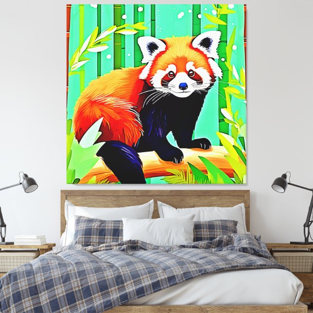Impressão Em Tela Floresta Red Panda Bamboo (Insitu(Quarto))