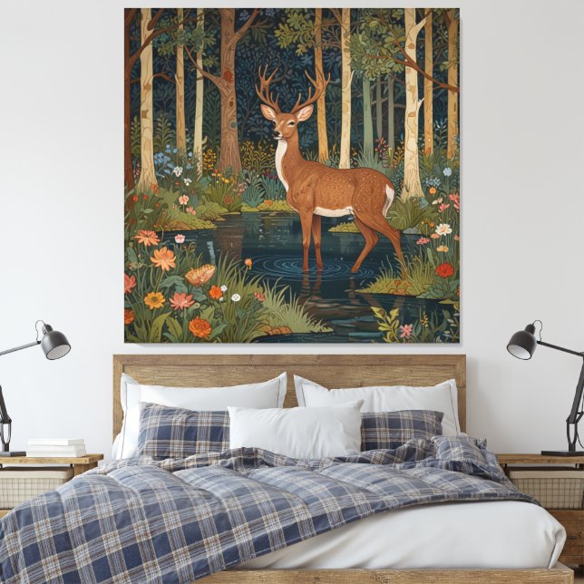 Impressão Em Tela Floresta rustica de cerco boho (Insitu(Quarto))