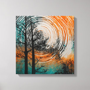 Impressão Em Tela Floresta solar laranja Arte por aquarela