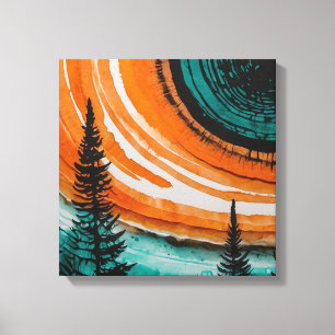 Impressão Em Tela Floresta solar laranja Arte por aquarela