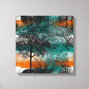 Impressão Em Tela Floresta solar laranja Arte por aquarela