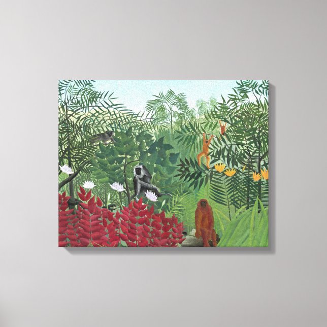 Impressão Em Tela Floresta Tropical com Macacos, 1910 (óleo na canva (Frente)