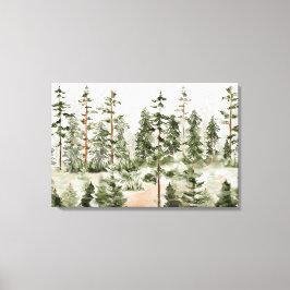 Impressão Em Tela Floresta Verde Aquarela
