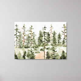 Impressão Em Tela Floresta Verde Aquarela