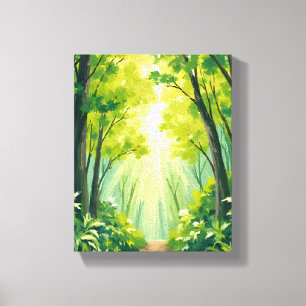 Impressão Em Tela Floresta Verde Exuberante   Paisagem da Natureza A