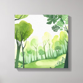Impressão Em Tela Floresta Verde | Paisagem em Aquarela Arejada