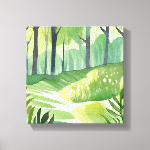 Impressão Em Tela Florestas Caprichosas Paisagem em Aquarela da Fl