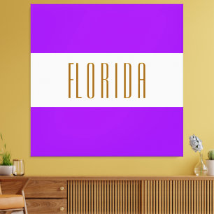 Impressão Em Tela Flórida Bright Laranja Tropical Purple White Strip