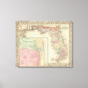 Impressão Em Tela Florida, Mobile Map by Mitchell