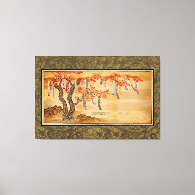 Impressão Em Tela Flowering Cherry and Autumn Maples with Poem Slips (Frente)