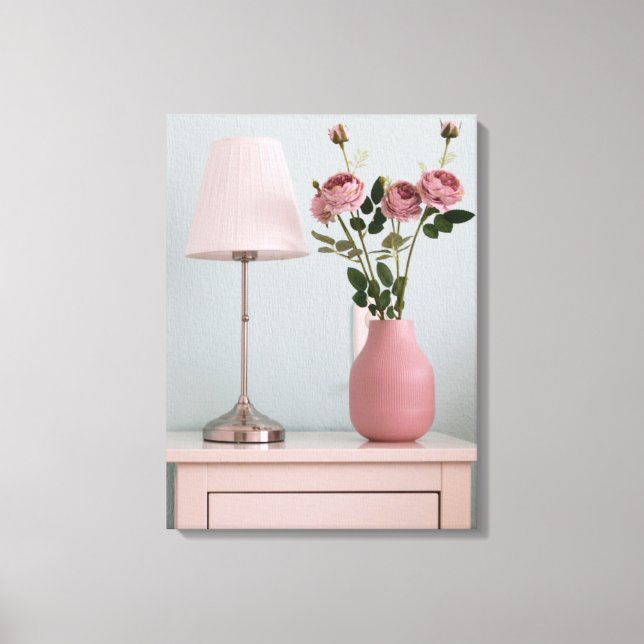 Impressão Em Tela Flowers | Pale Pink Roses on Nightstand (Frente)