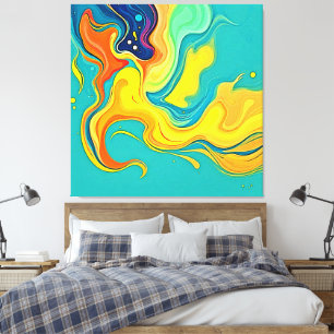 Impressão Em Tela Fluidez da Alegria: Ondas Abstratas