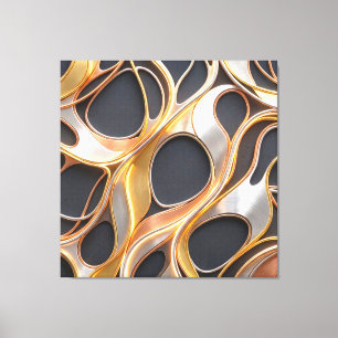 Impressão Em Tela Fluido Abstrato Metálico Ouro Cobre Prata Redemoin