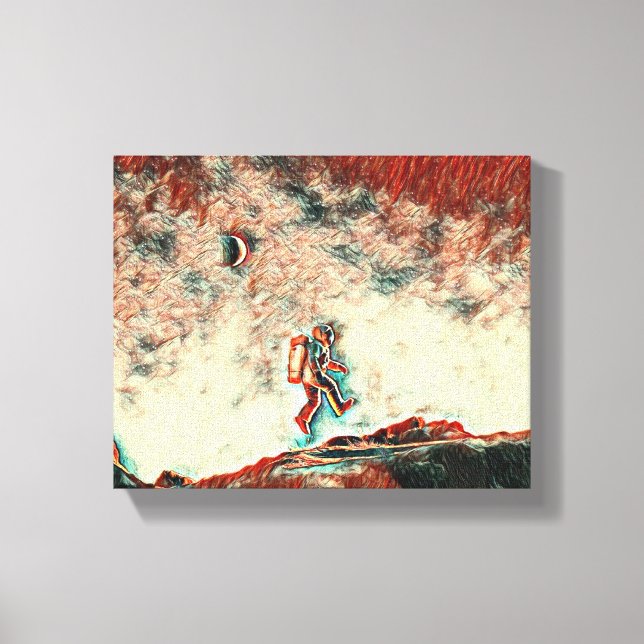 Impressão Em Tela Flutuando na Descoberta: Uma Viagem de Cientista" (Frente)