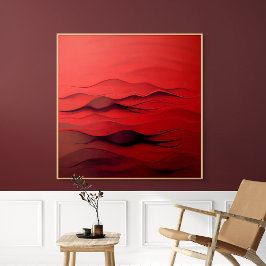 Impressão Em Tela Fluxo Carmesim – Ondas Abstratas Vermelhas de Movi