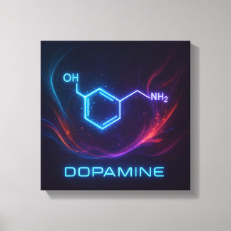 Impressão Em Tela Fluxo de Energia da Dopamina - Néon Molecular Abst