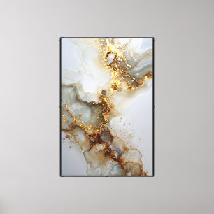 Impressão Em Tela Fluxo de Mármore com Veias Douradas – Arte Abstrat