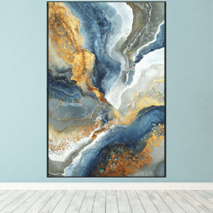 Impressão Em Tela Fluxo de Stonelight: Arte de Parede Abstrata Azul