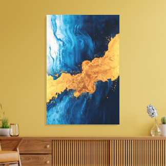 Impressão Em Tela Fluxo Dourado - Arte Abstrata em Tela