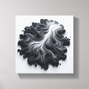 Impressão Em Tela Fluxo Líquido Orgânico Abstrato - Preto e Branco