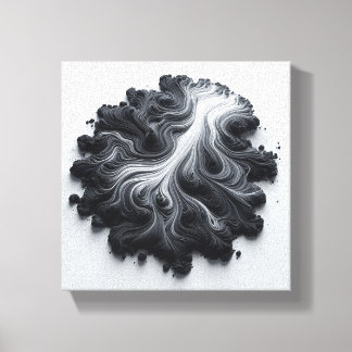 Impressão Em Tela Fluxo Líquido Orgânico Abstrato - Preto e Branco